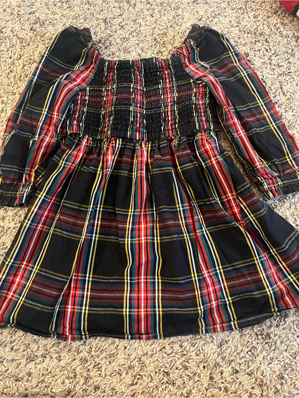 Crewcuts Plaid Holiday Dress Like New - Navy Blue Christmas Smocked